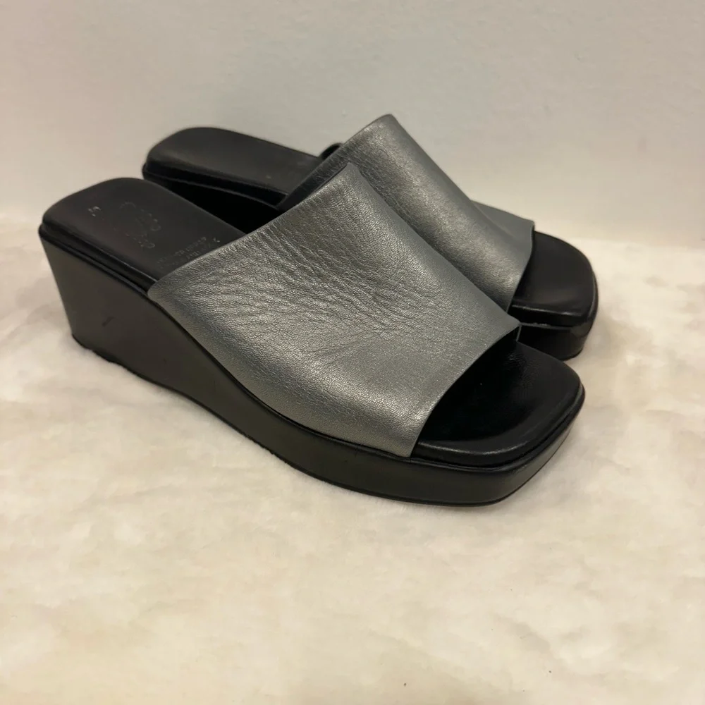 Spring Step Italian Silver Wedge 90s Y2K style platform dress casual Sandals!